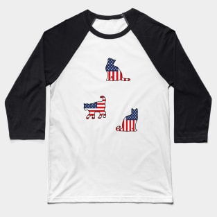 American Flag Cat Pack Baseball T-Shirt